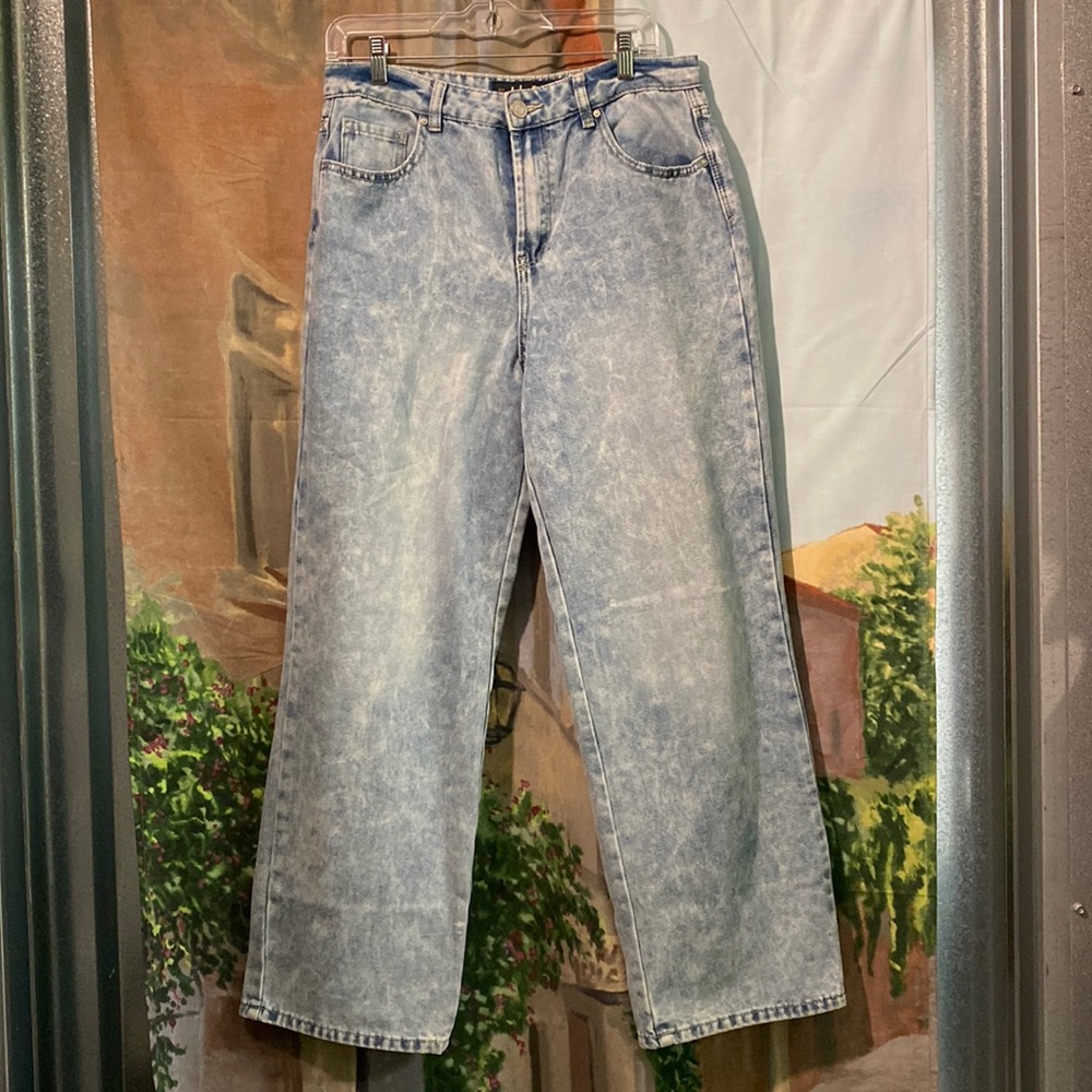 Indigo Rein acid wash wide leg jeans